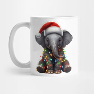 Elephant Wrapped In Christmas Lights Mug